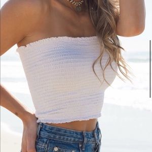 White ruched tube top